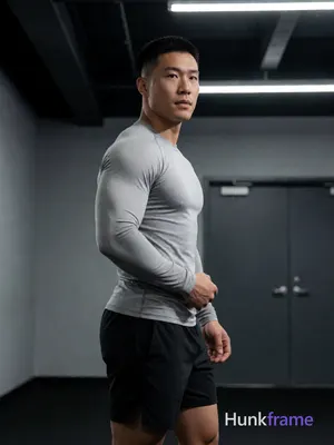 Photograph of exactly 1 adult man. Man 1: Asian, light-medium, square-jawed with