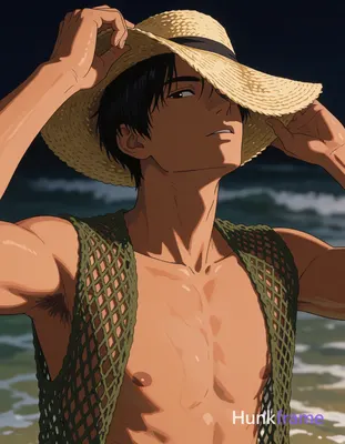 Asian man with tanned skin and short black straight hair stands in shallow water at night, adjusting