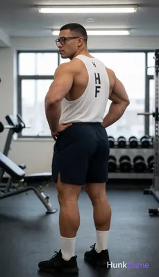 Heavily muscular adult man with substantial muscle mass, wide shoulders, thick neck, large chest and