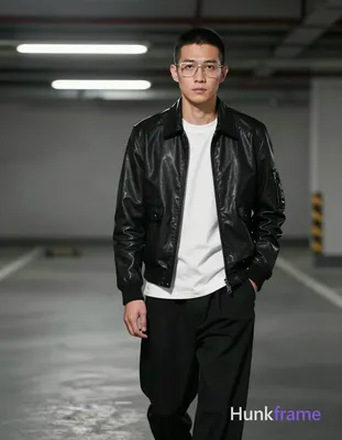 Asian man with light-medium skin and a black short buzz cut, wearing clear-framed rectangular glasse