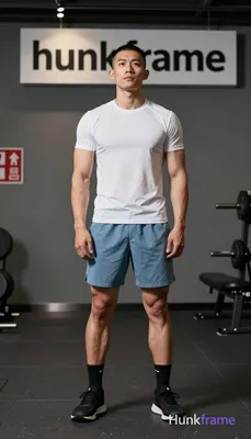 an anonymous figure man with short buzz cut black hair and high forehead, clean-shaven face with neu