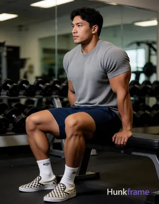 Heavily muscular adult man with substantial muscle mass, wide shoulders, thick neck, large chest and