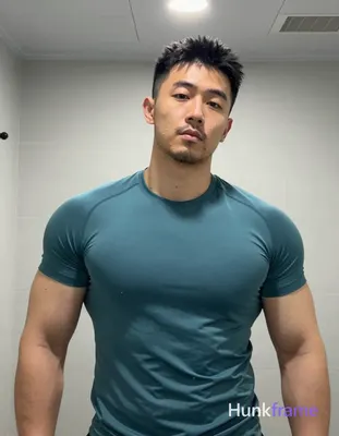 Asian man with short black textured hair and stubble beard stands facing camera in a chest-to-chin c