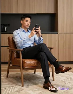 Asian man, light-medium skin, short black hair textured top faded sides clean ne