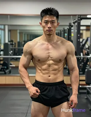 Photograph of exactly 1 adult man. Man 1: Asian, light-medium, square-jawed with
