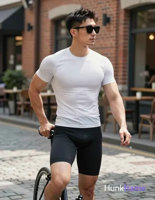 Asian man with light-medium skin and short dark hair featuring a textured top and faded sides, weari