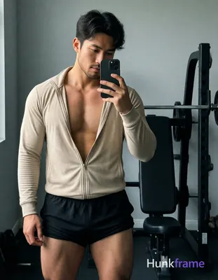 Asian man with light-medium skin and short dark wavy hair parted left, clean-sha