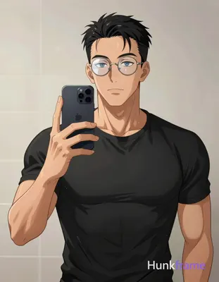 Polished anime style rendering of an an anonymous figure man with light to medium tan skin sheen sta