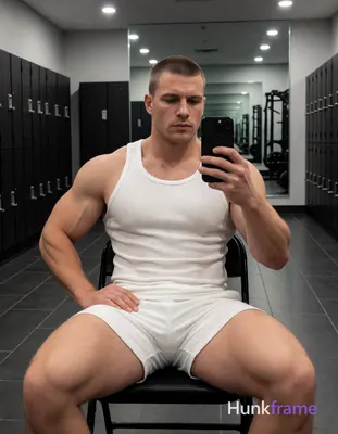 Heavily muscular adult man with substantial muscle mass, wide shoulders, thick n