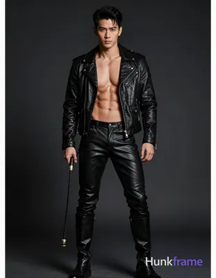 A handsome Asian man with medium-dark skin and short black hair stands full-body against a dark stud