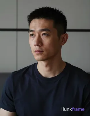 Photograph of exactly 1 adult man. Man 1: East Asian, light to medium tan with n