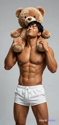 Asian man medium-tan skin black short hair side-swept bangs clean-shaven head ti