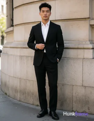 Asian man with light to medium tan skin and short textured black hair styled upward and back, clean-