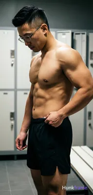 Asian adult man with short dark black high fade hair, clean-shaven face wearing 