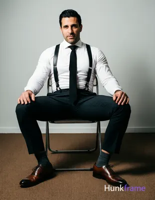 A handsome adult man with light-medium skin and short black hair styled back sit