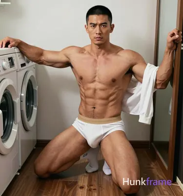 Asian man with medium-tan skin, short black buzz cut, clean-shaven jaw and light upper lip stubble, 