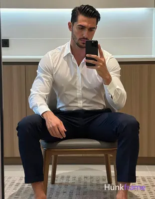 Photograph of exactly 1 adult man. Man 1: light to medium, oval with defined jawline, short, dark br