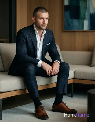 an anonymous figure man with short buzz cut and light stubble sits contemplative