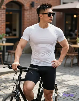 Asian man with light-medium skin and short dark hair featuring a textured top and faded sides, weari