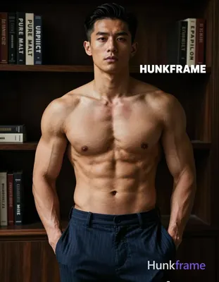 Asian man with tanned skin and short black hair styled back, clean-shaven face with neutral direct g