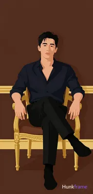 Bold flat-color wall art graphic of an adult man with medium-dark skin and short