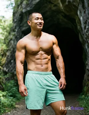 Asian man with light tan skin and short black buzz cut stands in relaxed contrap
