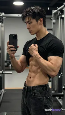 Photograph of exactly 1 adult man. Man 1: Asian, light-medium, oval with defined