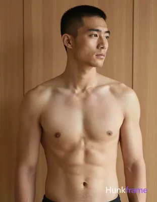 an anonymous figure adult man with short buzz cut and clean-shaven jawline posin