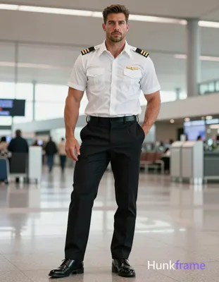 A photorealistic photograph of a handsome masculine man with an authoritative pr