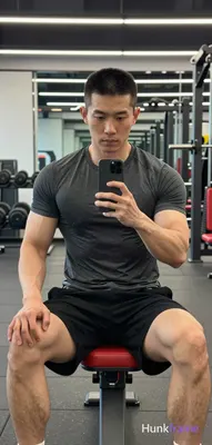 Flat-color graphic poster of exactly 1 adult man. Man 1: Asian, light-medium, square-jawed with defi