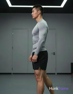 an anonymous figure man with short black buzz cut and clean-shaven face, standin