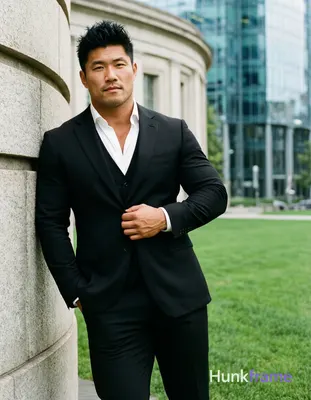 Asian man with light to medium tan skin and short textured black hair styled upward, clean-shaven fa