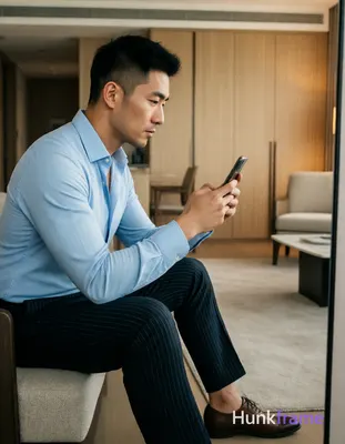 Photograph of exactly 1 adult man. Man 1: Asian, light-medium, oval with defined