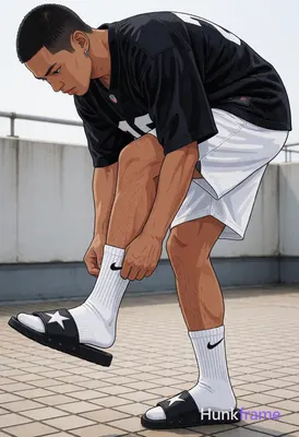 Polished anime style rendering of an Asian man with medium-tan skin and short bl