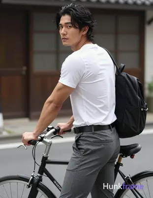 Asian man with light-medium skin, black medium-length slightly tousled hair part