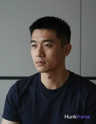 Photograph of exactly 1 adult man. Man 1: East Asian, light to medium tan with n