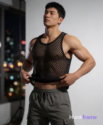 Asian adult man with light medium tan skin sheen and black short textured crop hair, clean-shaven fa