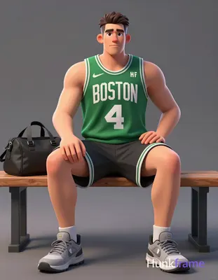 Polished 2.5D next-gen anime rendering of an adult white man with short brown hair and clean-shaven 