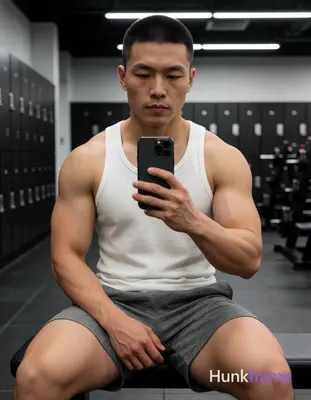 Photograph of exactly 1 adult man. Man 1: East Asian, light-medium, square-jawed