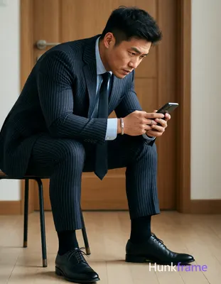 Asian man with light to medium tan skin and short textured dark hair, clean-shaven face wearing a fo