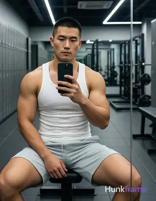 Photograph of exactly 1 adult man. Man 1: East Asian, light-medium, square-jawed