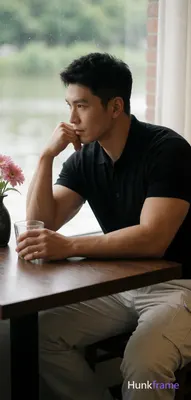 Heavily muscular adult man with substantial muscle mass, wide shoulders, thick n