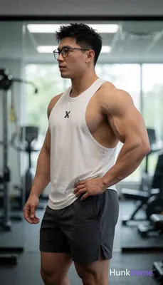 Heavily muscular adult man with substantial muscle mass, wide shoulders, thick neck, large chest and