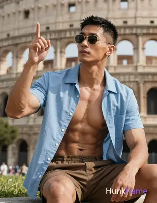 Asian man with light-medium skin and short black hair featuring a textured top and faded sides, wear
