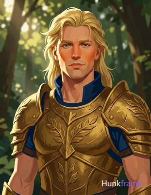 Adult light-skinned man with fair warm undertones, long blonde hair swept back a
