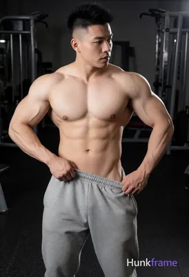 Heavily muscular adult man with substantial muscle mass, wide shoulders, thick neck, large chest and