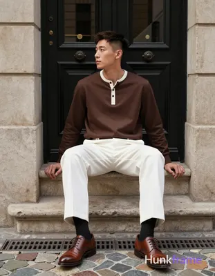 Asian man with light-medium skin and short dark brown undercut hair sits centered in a vertical port