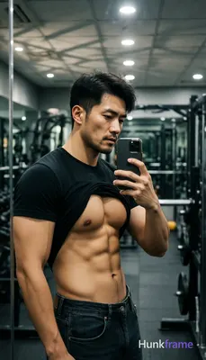 Photograph of exactly 1 adult man. Man 1: Asian, light-medium, oval with defined