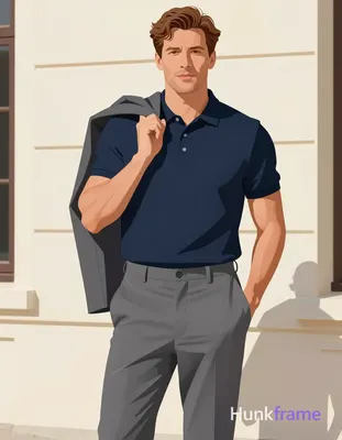 Bold flat-color wall art of an adult white man with light-medium skin and brown 