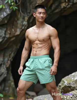 Asian man with light tan skin and short black buzz cut stands in relaxed contrap